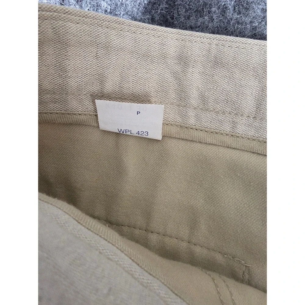 Vintage Dockers Pleated Linen Cotton Trousers Men 40x30 Beige Cuffed Chino Pants